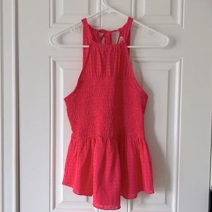 Fun pinkish-peach spring/summer top.